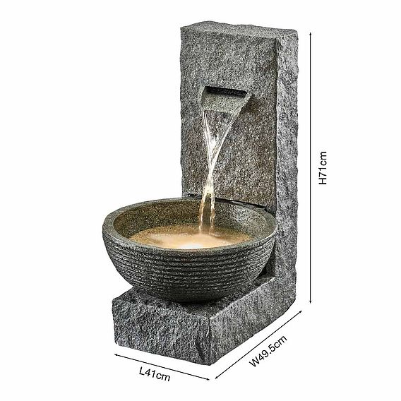 Serenity Stone-Effect Cascading Water Bowl Water Feature